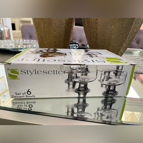 NEW Stylesetter Set of 6 Footed Glass Dessert Bowls. - Picture 6 of 6